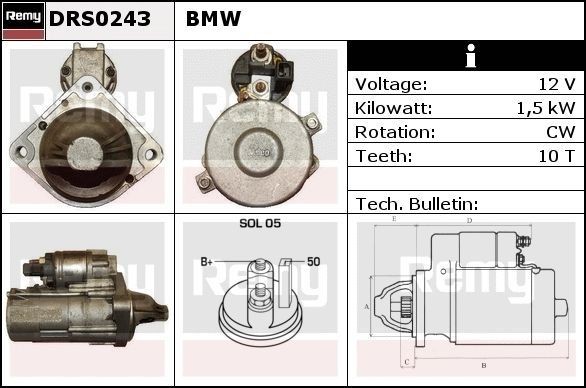 DELCO REMY Starter motor DRS0243 DRS0243 DELCO REMY starter motor for BMW 2 Series