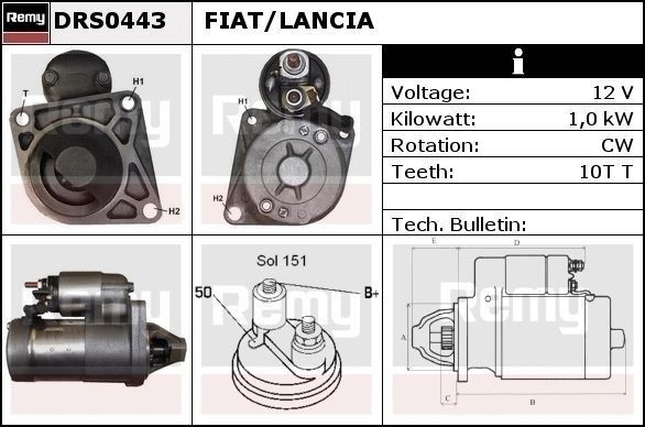 DELCO REMY Motorino avviamento DRS0443 DRS0443 costo Motorino avviamento ALFA ROMEO 75 DELCO REMY