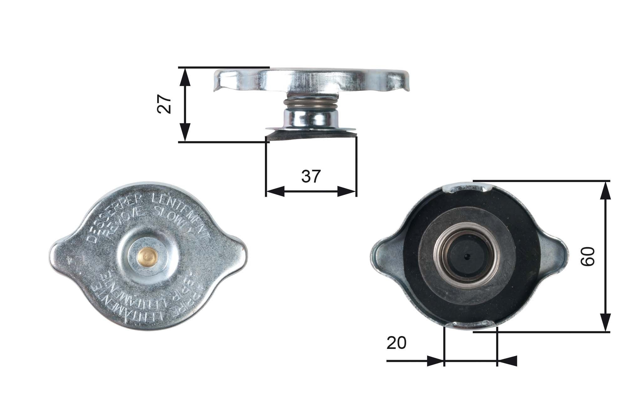 GATES Sulgurkate, jahutusvedeliku mahuti RC217 GATES Jahutusvedeliku paagi kork SUBARU RC217