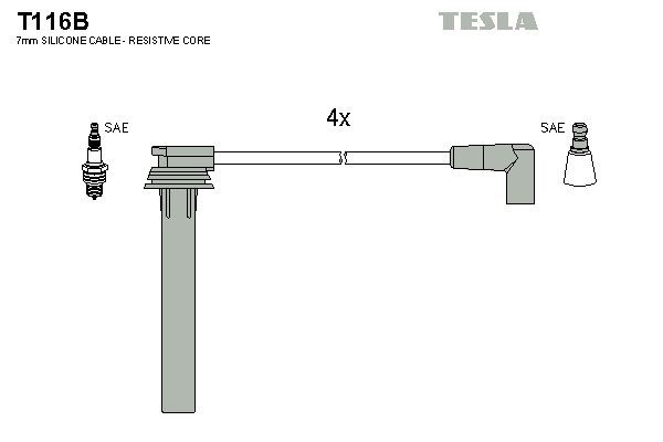 TESLA Augstsprieguma vadu komplekts T116B TESLA T116B Svečvadi Mini Paceman R61 orģinālās cena