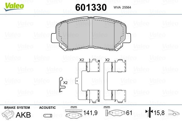 Pastilhas de travão VALEO 601330 VALEO 601330: Jogo de pastilhas de travão Mazda CX-5 2017