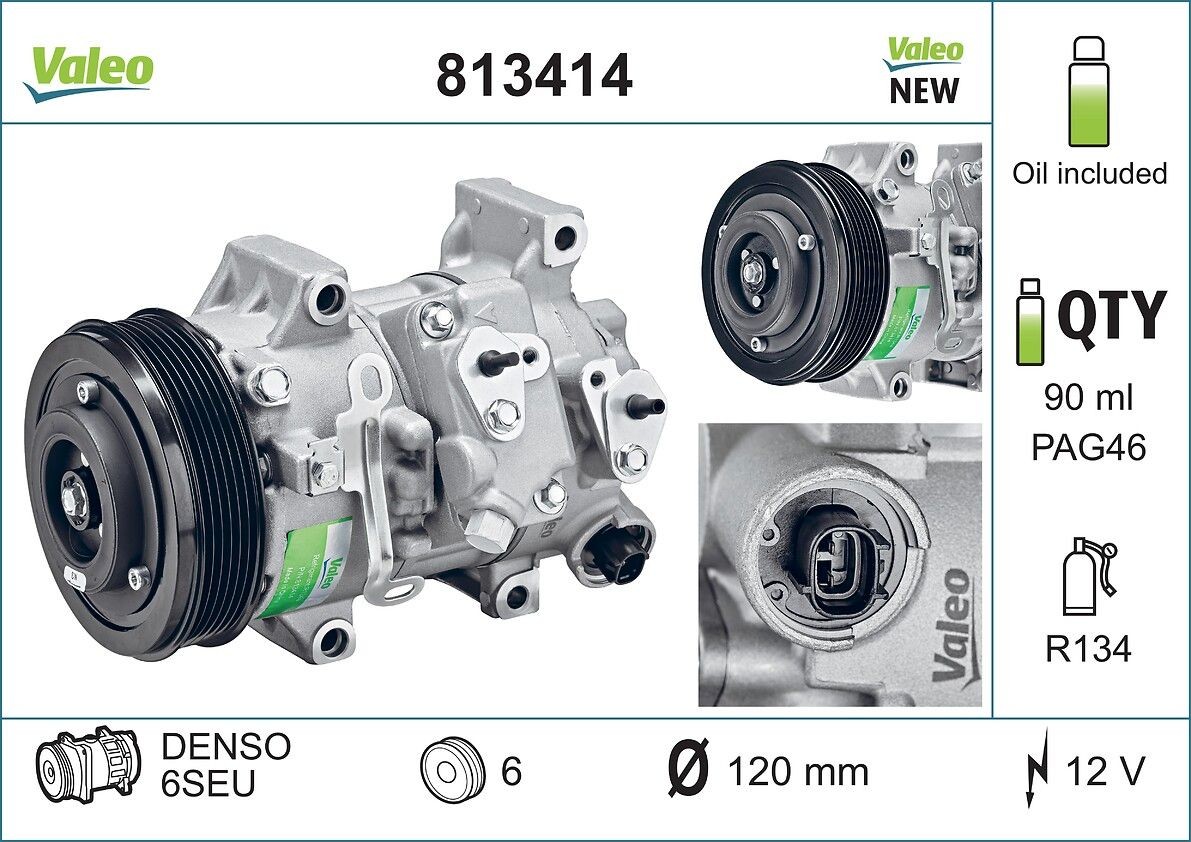 AC-kompressor VALEO 813414 VALEO 813414 AC-pump TOYOTA AVENSIS 2009