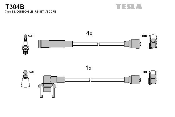 TESLA Bougiekabels T304B T304B Bougiekabel VOLVO 440 K TESLA
