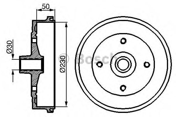 BOSCH Bremžu trumulis 0 986 477 030 0 986 477 030 Bremžu trumuļi BOSCH SKODA FAVORIT