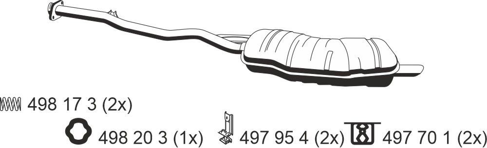 ERNST Bakre eksospotte 283069 Sluttlyddemper ERNST BMW 5-serie 283069