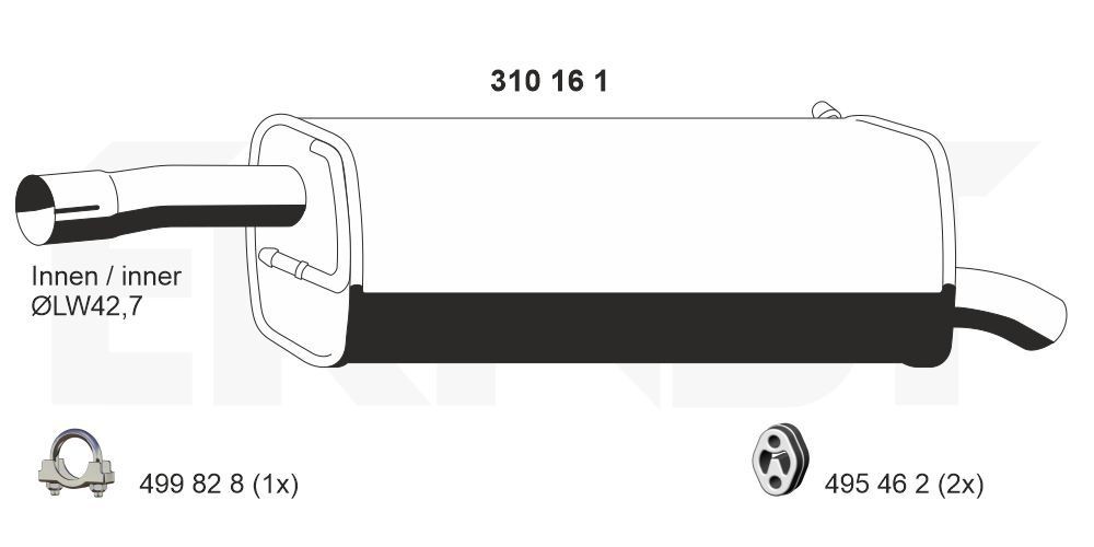 Silencieux arrière ERNST 310161 ERNST 310161 Silencieux de pot d'échappement MAZDA 2 2005