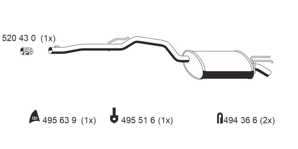 Panela de escape traseira ERNST 520058 ERNST 520058: Silenciador traseiro Renault TWINGO 2003