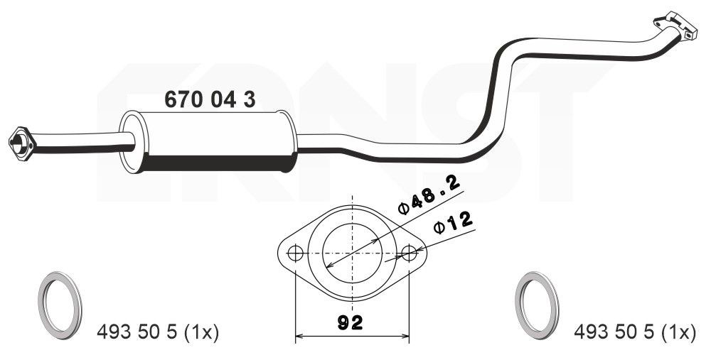 ERNST Silencieux intermédiaire 670043 Silencieux central ERNST 5 670043 pas cher