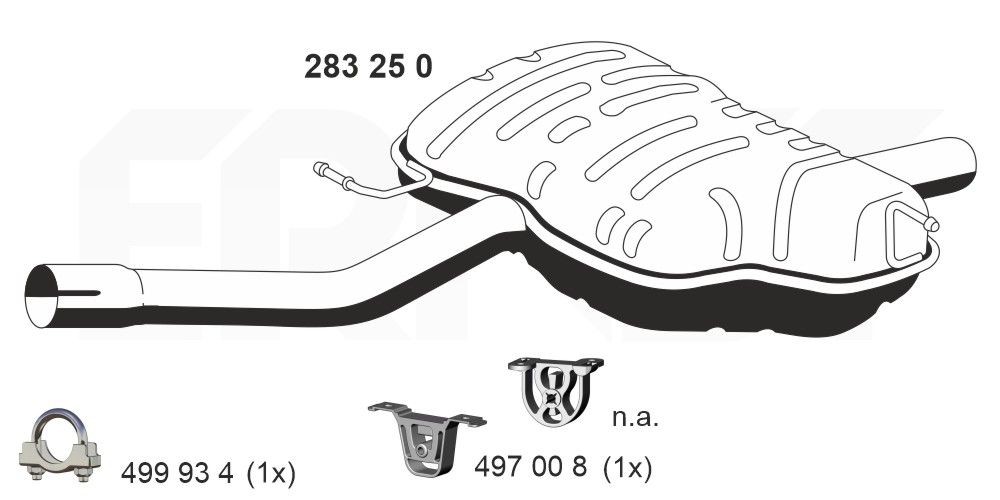 ERNST Izplūdes gāzu trokšņa slāpētājs (pēdējais) 283250 ERNST Izplūdes gāzu trokšņa slāpētājs DODGE 283250