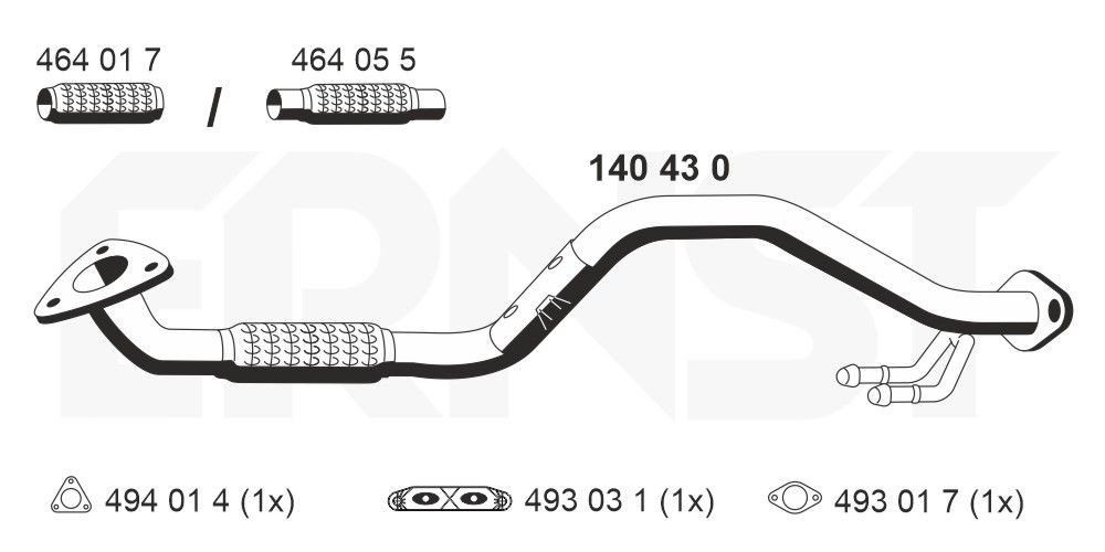ERNST Exhaust Pipe 140430 140430 ERNST exhaust pipe for CHEVROLET AVEO