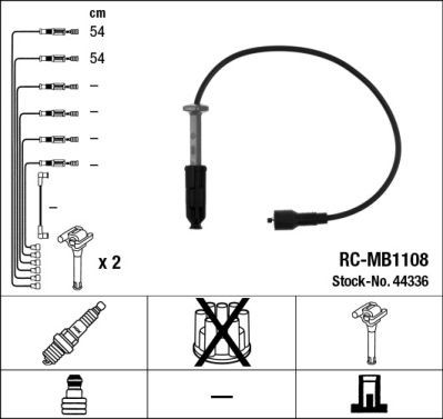 NGK Tennplugg kabelsett 44336 NGK 44336 Pluggledninger Korando IV SUV (C300) originale pris