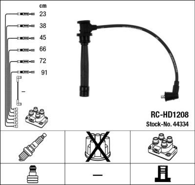 NGK Bougiekabels 44334 Bougie, kabelset NGK PICANTO 44334 goedkoop