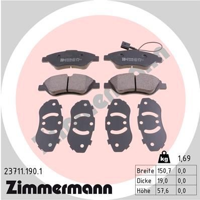ZIMMERMANN Bremseklosser 23711.190.1 Bremsebelegg ZIMMERMANN Alfa Romeo 156 23711.190.1