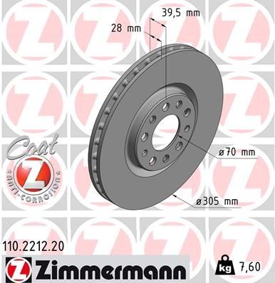 ZIMMERMANN Bromsskiva 110.2212.20 110.2212.20 ZIMMERMANN bromsskivor sport Alfa Romeo GIULIA