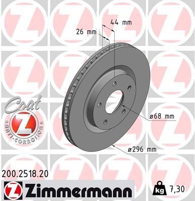 ZIMMERMANN Bremseskive 200.2518.20 Sports bremseskiver ZIMMERMANN LEAF 200.2518.20 billig