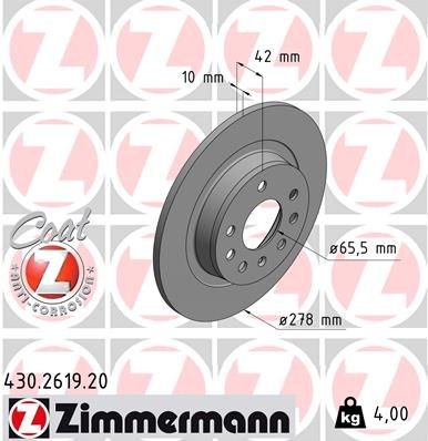 ZIMMERMANN Disque de frein 430.2619.20 430.2619.20 COAT Z Disque OPEL ASCONA ZIMMERMANN