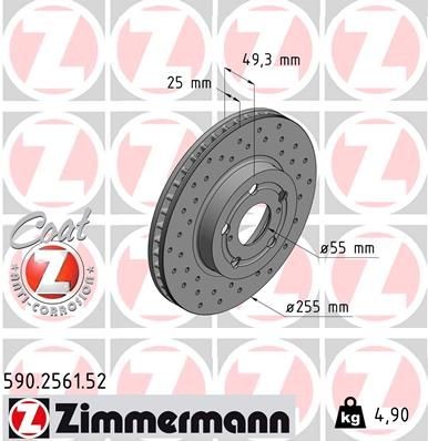 ZIMMERMANN Remschijf 590.2561.52 Sportremschijven ZIMMERMANN COROLLA 590.2561.52 goedkoop