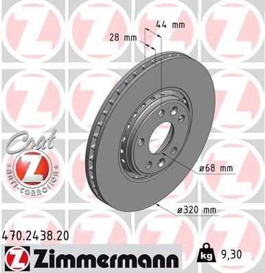 Δισκόπλακα ZIMMERMANN 470.2438.20 ZIMMERMANN COAT Z 470.2438.20 Δίσκοι RENAULT LAGUNA 2012