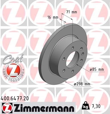 ZIMMERMANN Bremžu diski 400.6477.20 ZIMMERMANN 400.6477.20 Bremžu disks Sprinter 5-T Platforma/Šasija (W906) cena