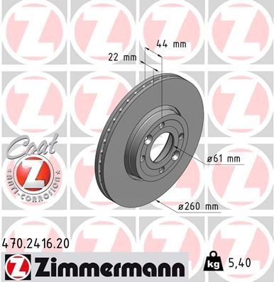 ZIMMERMANN Δισκόπλακα 470.2416.20 Δισκόφρενα ZIMMERMANN 12 470.2416.20 φθηνά