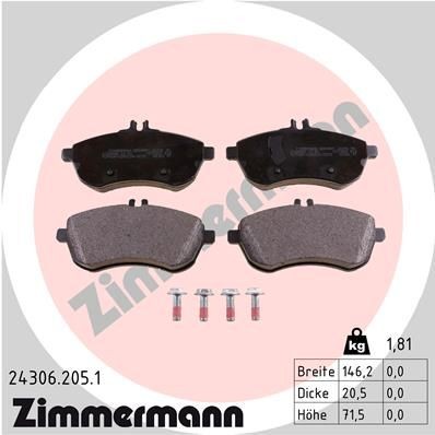 ZIMMERMANN Jarrupalat, levyjarru 24306.205.1 24306.205.1 ZIMMERMANN Kilpajarrupalat MERCEDES-BENZ GLE