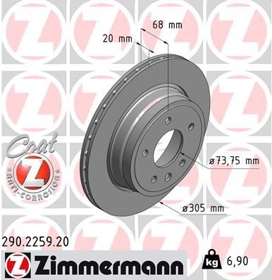 ZIMMERMANN Disque de frein 290.2259.20 ZIMMERMANN 290.2259.20 Disque de frein sport Daimler XJ X300 prix
