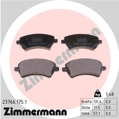 ZIMMERMANN Pastilhas de travão 23766.175.1 23766.175.1 Pastilhas TOYOTA VERSO S ZIMMERMANN