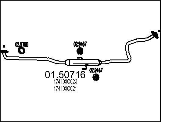 MTS Marmitta centrale 01.50716 Marmitta centrale Toyota _AZE15_, _NZE15_, _ZRE15_ 01.50716 MTS