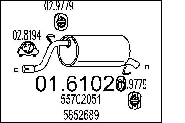 MTS Bagpotte 01.61026 MTS 01.61026 Opel Kadett D Lydpotte pris