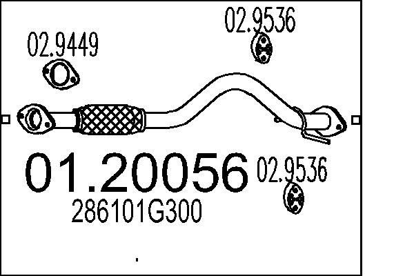 MTS Udstødningsrør 01.20056 MTS 01.20056 Voyager / Grand Voyager Udstødningsrør pris
