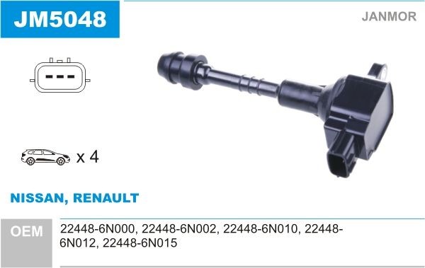 JANMOR Bobine d'allumage JM5048 Bobines JANMOR PULSAR JM5048 pas cher