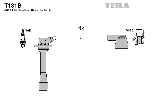 TESLA Tändkabelsats T181B T181B TESLA tändkabel MAZDA 626