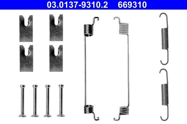 ATE Kit accessori, Ganasce freno 03.0137-9310.2 ATE 03.0137-9310.2 Kit di accessori per ganasce freno Movano C Camion pianale / Telaio (U9) prezzo