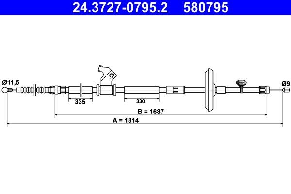 ATE Handremkabel 24.3727-0795.2 ATE 24.3727-0795.2 Handremkabel CITROЁN C2 kosten