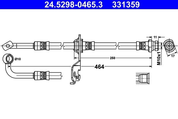 ATE Tubo flexível de travão 24.5298-0465.3 Flexível de freio Kia BA 24.5298-0465.3 ATE