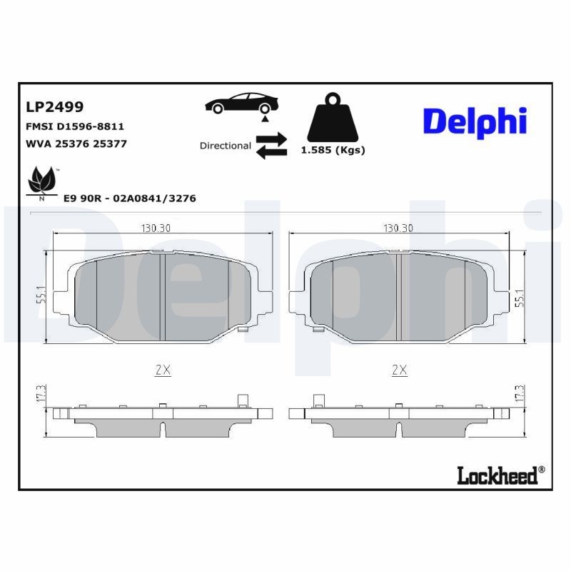 DELPHI Pastilhas de travão LP2499 Jogo de pastilhas para travão de disco DELPHI Fiat PANDA LP2499