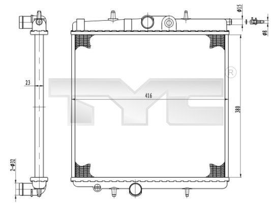 TYC Jäähdytin, moottorin jäähdytys 726-0017-R 726-0017-R TYC Jäähdytin Peugeot 4007 hinta