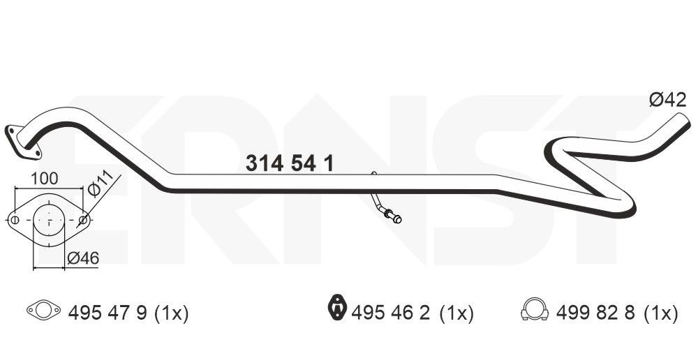 ERNST Avgasrör 314541 314541 ERNST avgasrör BMW X1