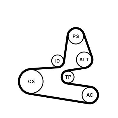 CONTITECH Kileremsett 6PK1564K1 CONTITECH 6PK1564K1 Multireim sett Peugeot 206+ pris