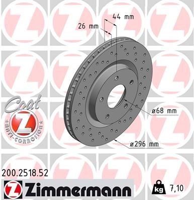 ZIMMERMANN Bremseskive 200.2518.52 200.2518.52 SPORT COAT Z Sports bremseskiver NISSAN LEAF ZIMMERMANN