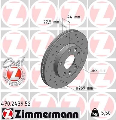 ZIMMERMANN Bremseskive 470.2439.52 Sportsbremseskiver ZIMMERMANN Dacia 1310 SPORT COAT Z 470.2439.52