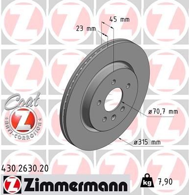 ZIMMERMANN Disque de frein 430.2630.20 ZIMMERMANN 430.2630.20 Disques Insignia B Grand Sport (Z18) prix