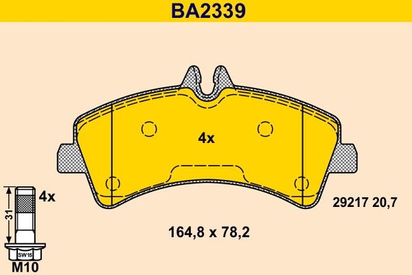 Barum Piduriklotsid BA2339 Pidurikattekomplekt, ketaspidur Barum Mercedes-Benz B-klass BA2339