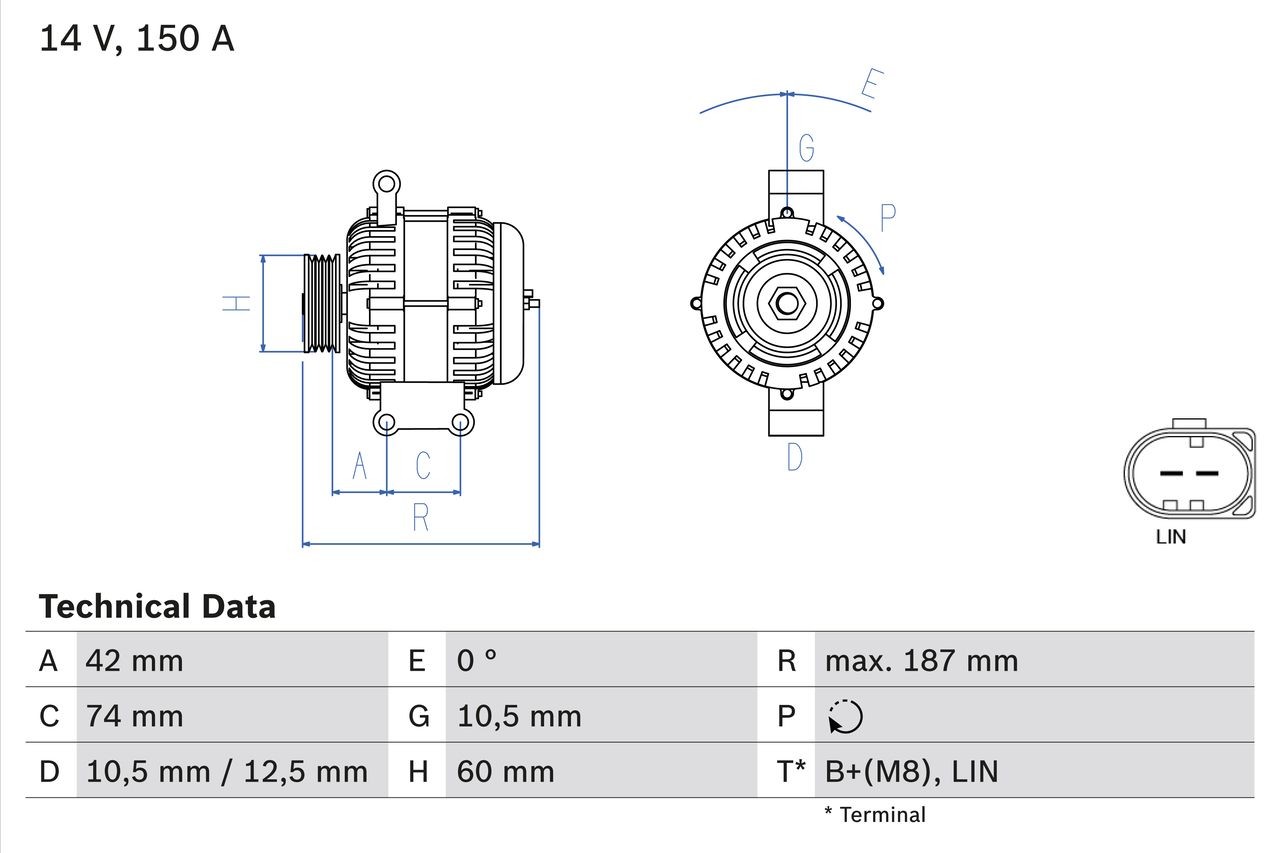 BOSCH Alternador 0 986 082 330 BOSCH 0 986 082 330 Alternador