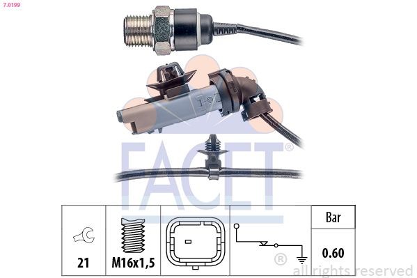 FACET Διακόπτης πίεσης λαδιού 7.0199 FACET 7.0199 Αισθητήρας πίεσης λαδιού Peugeot 207 SW τιμες