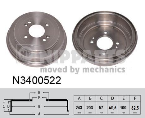 NIPPARTS Bremstrommel N3400522 Bremstrommeln NIPPARTS Renault MODUS N3400522