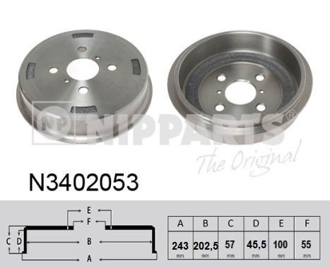 NIPPARTS Bremsetrommel N3402053 Bremsetrommel NIPPARTS 100 N3402053 billige