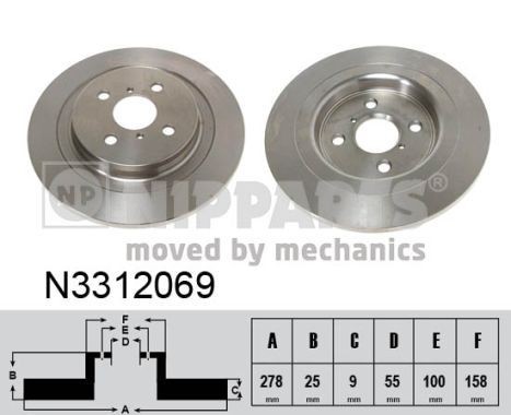 NIPPARTS Bremseskive N3312069 Bremseskive NIPPARTS YARIS N3312069 billige