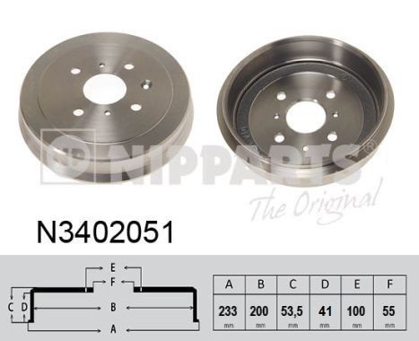 NIPPARTS Tambour de frein N3402051 N3402051 Tambour de frein NIPPARTS TOYOTA DYNA