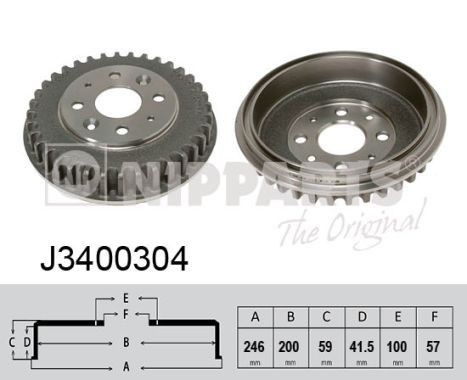 NIPPARTS Brake drum J3400304 J3400304 NIPPARTS KIA wheel drum